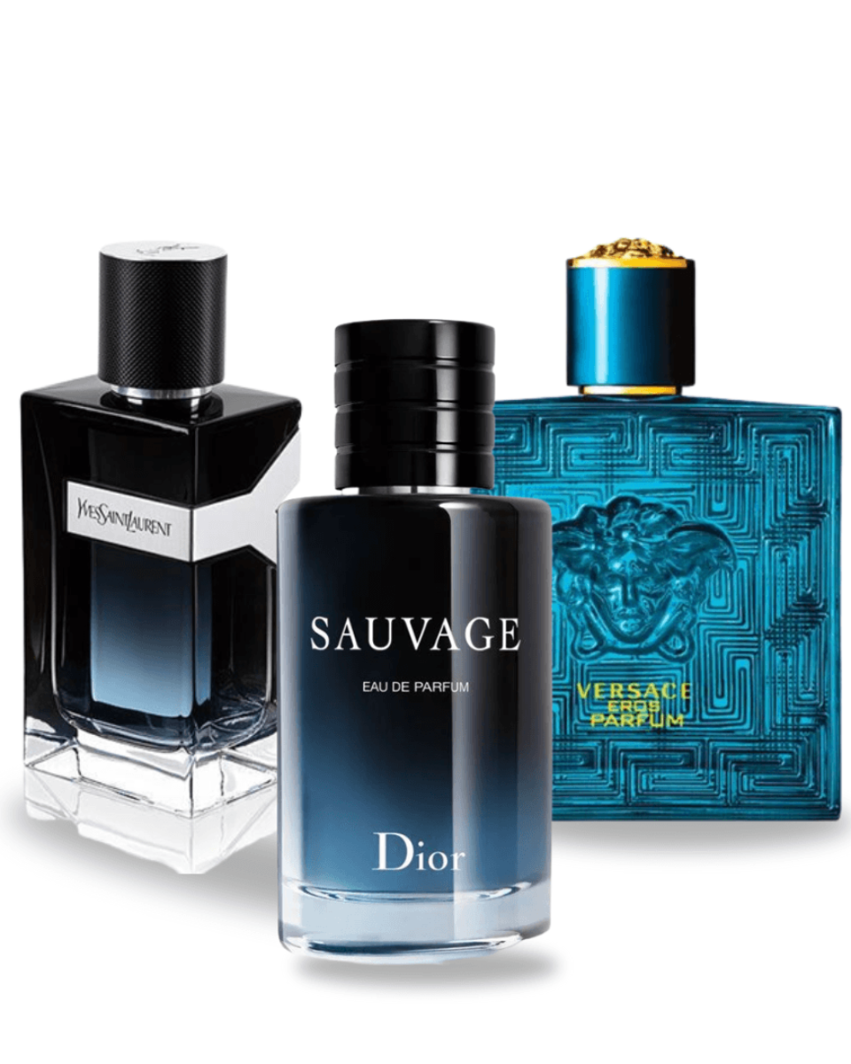Combo 3 perfumes Dior SAUVAGE, Yves Saint Laurent Y MEN y Versace EROS 100ml